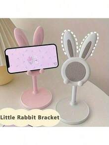 1pc  Rabbit Ear Desktop Phone Holder | Cute Design Adjustable For Watching TV Shows And Live Streaming, Great Desktop Atmosphere Item - 粉色 - 查看 3