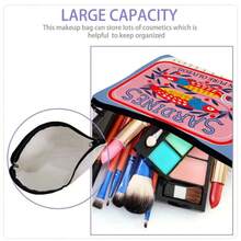 Vintage Sardine Pattern Unisex Cosmetic Bag, Foldable Spacious Zipper Pouch, Convenient Travel Accessory Storage Bag, Multifunctional Coin Purse, Pencil Case, Great Gift For Kids, Friends, Classmates, Teachers, Valentine's Day, Christmas, Thanksgiving, Mother's Day, Children's Day, Back To School, Graduation - Mint Blue - View 5