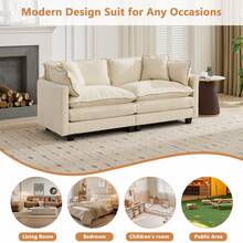 mikibama Modern Modular Sectional Sofa, 78" Upholstered Chenille Loveseat Comfy 2-Seater Sofa, Oversized Deep Seat Fluffy Cloud Couch With 2 Throw And Arm Pillows For Living Room Bedroom Office, Beige - Ghế dài màu be - Xem 7