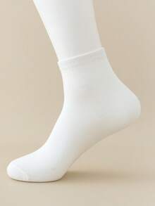 10 Pasang Kaos Kaki Anak-Anak yang Bernapas, Cocok untuk Musim Semi, Musim Panas, Musim Gugur, Menyerap Keringat, Tahan Bau, Putih Bersih, Kaos Kaki Pelajar - Putih - View 3