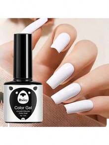 1瓶白色可卸甲油胶，夏季美甲油，需配合LED灯使用，UV凝胶指甲油，白色指甲油，白色凝胶颜料，适合美甲沙龙DIY。