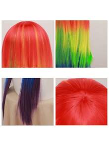 Parrucca da cosplay arcobaleno vibrante per donna - capelli lunghi, folti e morbidi, perfetta per festival musicali, feste in costume e eventi a tema - di alta qualità, con cuffia regolabile e facile da acconciare