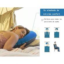 Azuldimen Almohadas inflables ultraligeras para Acampar: Almohada ergonómica comprimible para Soporte Lumbar y para el Cuello Mientras acampa, Hace mochileros, Caminatas (Azul) - Azul - Ver 7