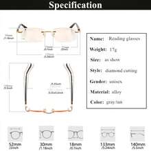 Men's Luxury Frameless Reading Glasses - Hollow Frame, Prescription Degree, Easily Wearable For Nearsightedness, Suitable For Daily And Formal Occasions - Ideal Birthday/Anniversary Gift, Exquisite Design, Comfortable Fit - 金色的 - 查看 7