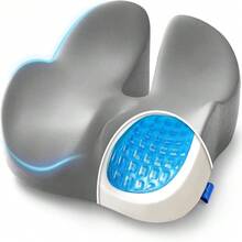 Car Seat Cushion For Driving With Cooling Gel, Ergonomic Memory Foam Seat Cushion For Car Provides Sciatica, Back, Tailbone Pain Relief And Intimate Ventilation, Anti-Slip & Breathable Cover,19066752 - 灰色 - 查看 1