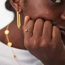 خاتم هندسي هندسي بسيط من التصميم الفرنسي مرصع بحجر الزركونيا النحاسي، هدية يومية وعيد، خاتم إصبع