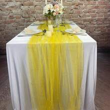 1pc Romantic Pearl Lace Table Runner, Wedding Arch Decor, Bridal Shower Gift Fabric, Romantic Pearl Lace Tablecloth, Suitable For Events, Embroidered Transparent Wrinkle-Resistant White Dessert Table