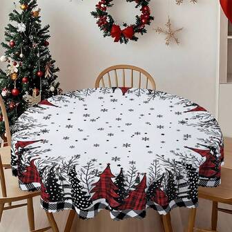 1/36pcs Christmas Snowflake, Christmas Tree Pattern Table Decoration Tablecloth - 100% Polyester Rectangular Table Round Table Embossed Tablecloth, Suitable For Holiday Parties, Family Gatherings, Festive Atmosphere Decoration