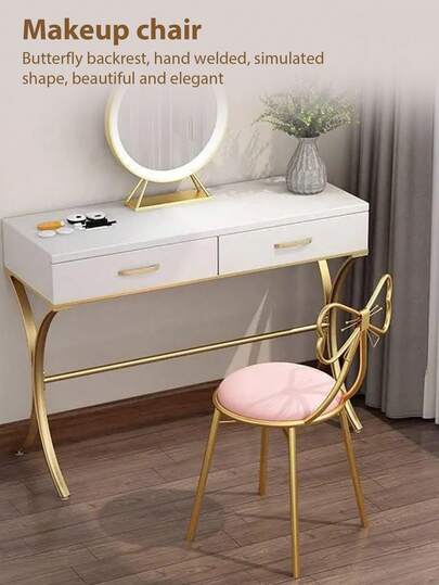 1pc Light Pink Butterfly Backrest Chair ,Side Table Seat,Makeup Chair,Butterfly Backrest Chair With Soft Flannelette Sponge Cushion Suitable For Living Room Bedroom Vanity Office Reading Nook,Perfect Gift For Graduation,Party,Birthday,Wedding,Easy Installation.