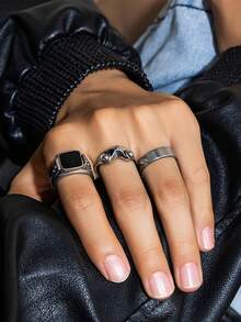 3 Stücke/Set einzigartiger Frosch Quadrat Harz Ring Set, Vintage Hochwertige Ringe