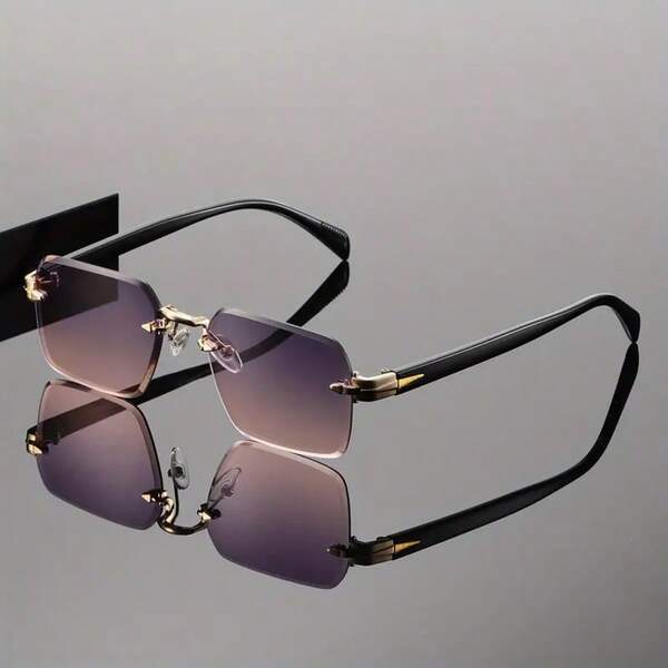 1 paire de lunettes mode sans monture carrées, design rétro décontracté convenant à toutes les occasions