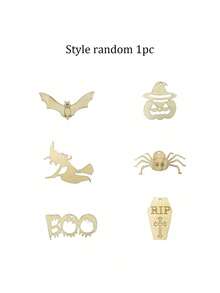 36 piezas de adornos de madera sin terminar con diseños de Halloween para colgar, manualidades de Halloween, decoraciones de Halloween para interiores, suministros para fiestas de Halloween (cepillo no incluido) - Multicolor - Ver 9