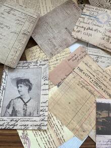 100pcs/Pack Vintage Handwritten English Modern Floral Poster Material Paper, Scrapbooking Supplies, School Supplies, Retro Magic Notebook, Galaxy, Ditsy Flower, Stationery, DIY Background Paper, Stationery Supplies