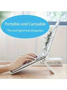 Portable Adjustable Laptop Stand With Multi-Angle Desktop Support, Breathable Plastic Base & Foldable Stylus Support - Ergonomic Office Furniture For Laptops, Tablets, Retail Display (Black/White), Foldable Laptop Stand, Display Stand For Laptop, Durable Construction