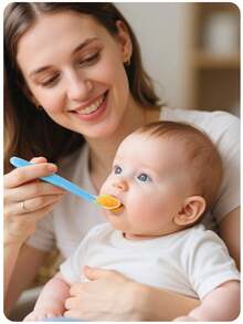 KUNT 1/2pcs Colorful Baby Smiling Face Silicone Feeding Spoon, Soft Tip Training Spoon With Long Handle - Multicolor - View 5