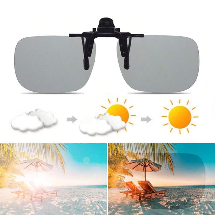 Photochromic Polarised Clip On Flip Glasses Fishing Driving - Grey - View 9