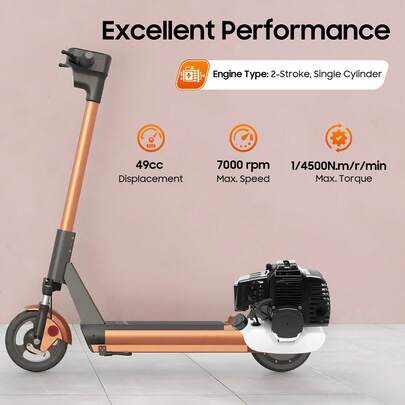 49CC 2 Stroke Engine Motor Single Cylinder Air Cooled Engine Motor Pull Start With Fuel Tank For Mini Bike ATV Scooter (Black)