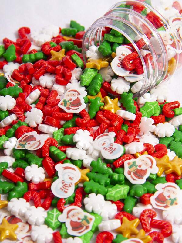 Weihnachtsdekoration Streuseln/Essbare Waffelpapiermischung mit Weihnachtsthema Muster für gebackene Kuchen, Cupcakes, Macarons, Eis und Kekse, Partyzubehör, Weihnachtsbaum/Weihnachtsmann/Schneemann/Schneeflocken Weihnachtsdekoration, Weihnachtspyjamas, Weihnachtsgeschenke, Weihnachtsdekoration