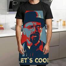 1pc "Let's Cook" Printed Apron, Durable Polyester Material, Suitable For Cooking, Barbecue, Gardening, Painting, Manicure, Unisex, Indoor And Outdoor Use