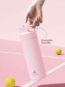 18oz rostfritt stål isolerad vattenflaska, läckagesäker bärbar resemugg med sugrör för varma och kalla drycker för skolan, gymmet, kontoret och utomhus flera tillfällen - Rosa - Visa 6