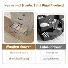 mteryoing Home 4 Dresser For Bedroom, 34.8" Tall Vertical Drawer Dresser With Large Storage, Freestanding Wooden Closet Chest For Bedroom, Living Room - 灰色 - 查看 5