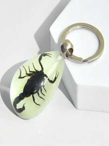 Glow-In-The-Dark Encapsulated Real Cicada, Crab, Spider, Scorpion Keychain. Symbolic Backpack Pendant, Water Drop Shaped Real Insect Specimen Desk Toy, Car Decor, Office Decoration, Wall Art, Versatile Keychain, Unique Artistic Gift - Multicolor - View 11