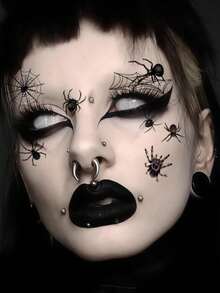 10 fogli di tatuaggi temporanei a forma di ragno, decorazioni per Ognissanti con ragnatela, kit per trucco gotico, decorazioni per feste