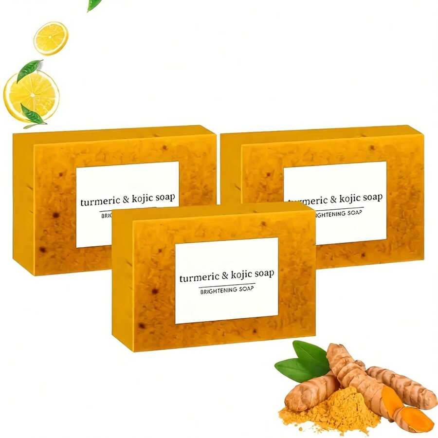 2/3/5pcs 100g Handmade Ginger Lemon Soap, Alcohol-Free, Suitable For All Skin Types, Deep Moisturizing, Can Be Used As Shower And Facial Cleansing Bar, Perfect Holiday Gift - Multicolor - View 1