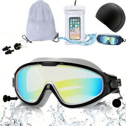 EstiloTendenciaAnteojos De NatacióN,Kit De NatacióN 6 En 1,Gafas De NatacióN Para Adultos,Resistente Al Agua, Sin Fugas, Antiniebla, ProteccióN UV, CóModo Para Adultos Hombres Mujeres AdolescentesCalidad PremiumVersióN Mejorada