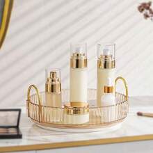 360 Rotating Makeup Organizer And Storage For Vanity Countertop 1 Tiers,  2 Tiers,  3Tiers, High Capacity Cosmetic Skincare Perfume Organizer For Dresser Bathroom Lazy Susan Organizers( Golden) - 金色 - 查看 8
