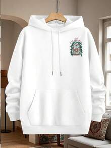 Sudadera Casual de Manga Larga para Hombre con Impresión Gráfica Única CASA BLANCA - Ropa Elegante de Otoño e Invierno, Diseño Blanco con Verde y Azul, Mezcla de Poliéster, Lavable aáquina, Ropa de Otoño e Invierno |   Sudadera con Estampado Artístico |   Ropa Casual Duradera - Blanco - Ver 5