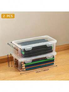 4 - Pack Clear Plastic Storage Boxes – Stackable, Transparent Organizers! Perfect For Home, Office, School. Store Stationery, Crafts, Small Items. Durable, Space - Saving Design. Ideal For Organizing Enthusiasts, Students, & Busy Professionals.