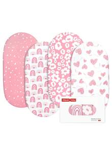 GLLQUEN BABY 婴儿床单 4 件装，透气舒适贴身床垫床单，弹性旅行婴儿床时尚花卉图案，男女宝宝摇篮床单 32 英寸 x 16 英寸（爱心图案），Oeko-Tex 认证 - 愛情 - 查看 10