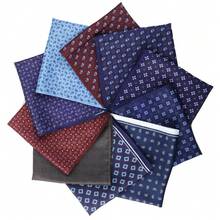 1pc New Cashew Flower Plaid & Polka Dot Print Pocket Square, Suit Chest Handkerchief Scarf Accessory For Men, Suitable For Wedding, Birthday, Party