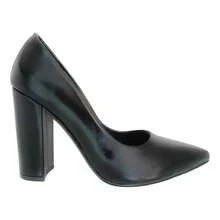 Zapatilla Casual De Punta Negra Con Tacón Grueso 10 Cm - Negro - Ver 1
