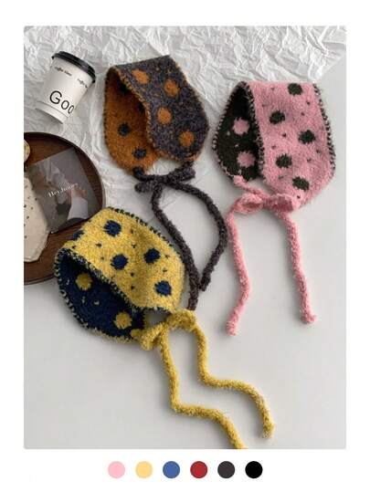 Autumn/Winter Striped Fashionable Ear Muffs, Warm Earmuffs, Fluffy Headband, Cute Polka Dot Bow Neck Warmer, Versatile Autumn/Winter New Multifunctional Warm Ear Cover Headscarf, Fashionable Star Headscarf Earmuffs, Fluffy Scarf Headband For Women
