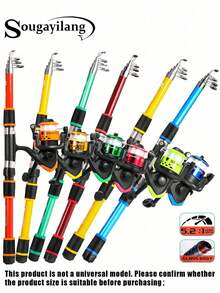SOUGAYILANG Basic/Lightweight And Portable Complete Fishing Rod Kit – Telescopic 1.8M/5.9FT Rod, Spinning Reel & Accessories – Ideal For Beginner & Pro Anglers - Multicolor - View 3