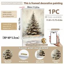 1 szt., płótno ścienne, dekoracje świąteczne, oprawione ozdoby świąteczne, śnieżny zimowy krajobraz, Święty Mikołaj, wystrój świąteczny w stylu rustykalnym, wystrój bożonarodzeniowy w stylu vintage, bałwan, choinka, pociąg świąteczny, dekoracja pokoju bożonarodzeniowego, wystrój salonu