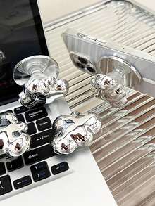 1 Silver Cute Cloud-Shaped Mobile Phone Sliding Stand, Magnetic Suction/Back-Sticking Retractable Mobile Phone Support Frame Compatible With IPhone, Android Phone, Gift For Birthday, Family, Friends Push-Pull Phone Grip Phone Holder Phone Accessories