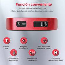 Báscula Digital Portátil para Equipaje con una Capacidad de 110 lbs/50 kg, Superficie Recubierta de Goma, Batería Incluida - Perfecta para Viajar y Pesar Maletas y Bolsas - Rosa - Ver 11