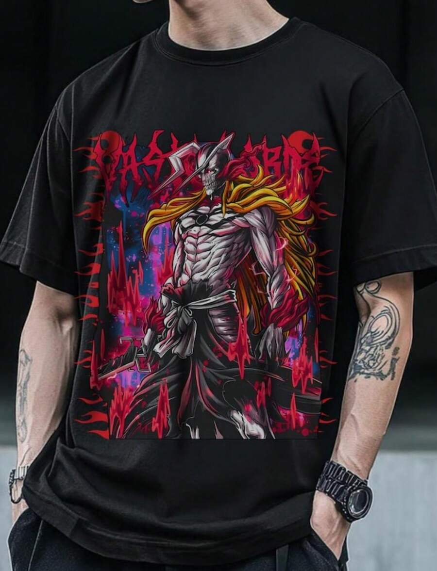 Anime T-Shirt, Aesthetic Anime, Vintage Apparel, Com Fort Col Ors Shirt, Anime Shirt, Anime Manga Shir - 黑色 - 查看 1