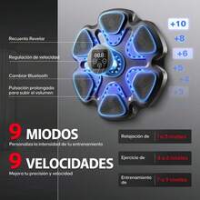 Máquina de Boxeo Musical Bluetooth con 6 Blancos, 9 Velocidades Ajustables, Luces LED, Incluye 4 Guantes - Ideal para Ejercicio en Casa/Gimnasio/Entrenamiento (Recargable, Fácil Instalación) - 1 - Ver 6