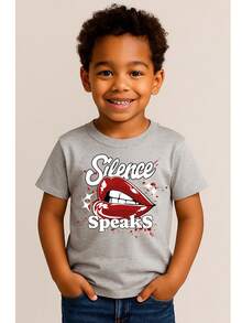 Camiseta Masculina Adulto Infantil Plus Size Casual Street Wear Algodão Premium Moda Silence Speaks Boca Batom Silencio - Cinza - Visão 5