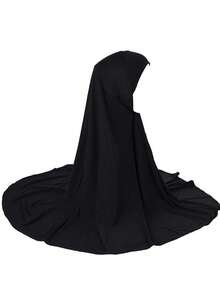 1 Khăn trùm đầu tiện lợi cho phụ nữ theo đạo Hồi, Khăn choàng đơn giản bằng vải lanh pha lê màu trơn, Khăn trùm đầu đa năng thời trang, Khăn trùm đầu Niqab chống nắng khi cầu nguyện ngoài trời thoáng khí - khăn xếp - Xem 16