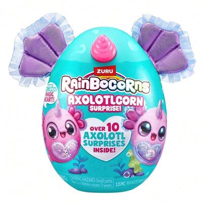 ZURU Rainbocorns Axolotlcorn Surprise Egg, Blind Box Mystery Egg, Collectible Plush Toy For Girls 3+, Plush Egg Assortment, Surprise Egg, Unboxing Gift (Random)