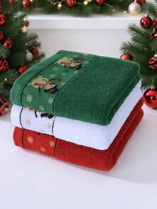 Conjunto de 3 toalhas bordadas com veados fofos de Natal de 40 x 75 cm, macias e absorventes que não soltam pelos, para banho, rosto, casa, banheiro, piscina, hotel, toalhas absorventes premium de secagem rápida para adultos, presente de Natal maravilhoso, toalhas de banho quentes para decoração de inverno para salão de beleza, esportes de hotel, itens essenciais para casa, toalha, cuidados com a pele