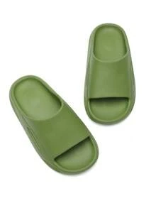 1 Pair Kids' Solid Color Slide Sandals, Comfortable Dopamine Color Fashion Casual Slippers For Indoor/Outdoor, Soft & Cushioned - Green - View 5