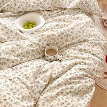 Aesthetic Floral King Duvet Cover Set, Cozy Cotton Bedding, Shabby Chic, Green Botanical, French Style,, Flower Pattern, Breathable, Lightweight - F Floral07 - 查看 5