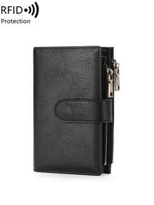 MIYIN Fashion Vintage Women Short Wallet For Daily Multifunction Large Capacity Trifold Credit Card Holder RFID Blocking Wallet For Credit Card/ ID Card/ Coins/ Cash/ Receipts/Photo Ladies Double Zipper Pocket Clutch ,Gifts,Birthday Gifts,Anniversary