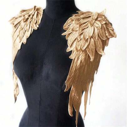 2pcs Embroidered Wing Pattern DIY Lace Accessories Heavy Duty Multi Layer Stickers Large, Angel Wings Embroidered Flower Stickers, Suitable For Role Playing, Friends Gathering, Halloween Events, Parties, And More.